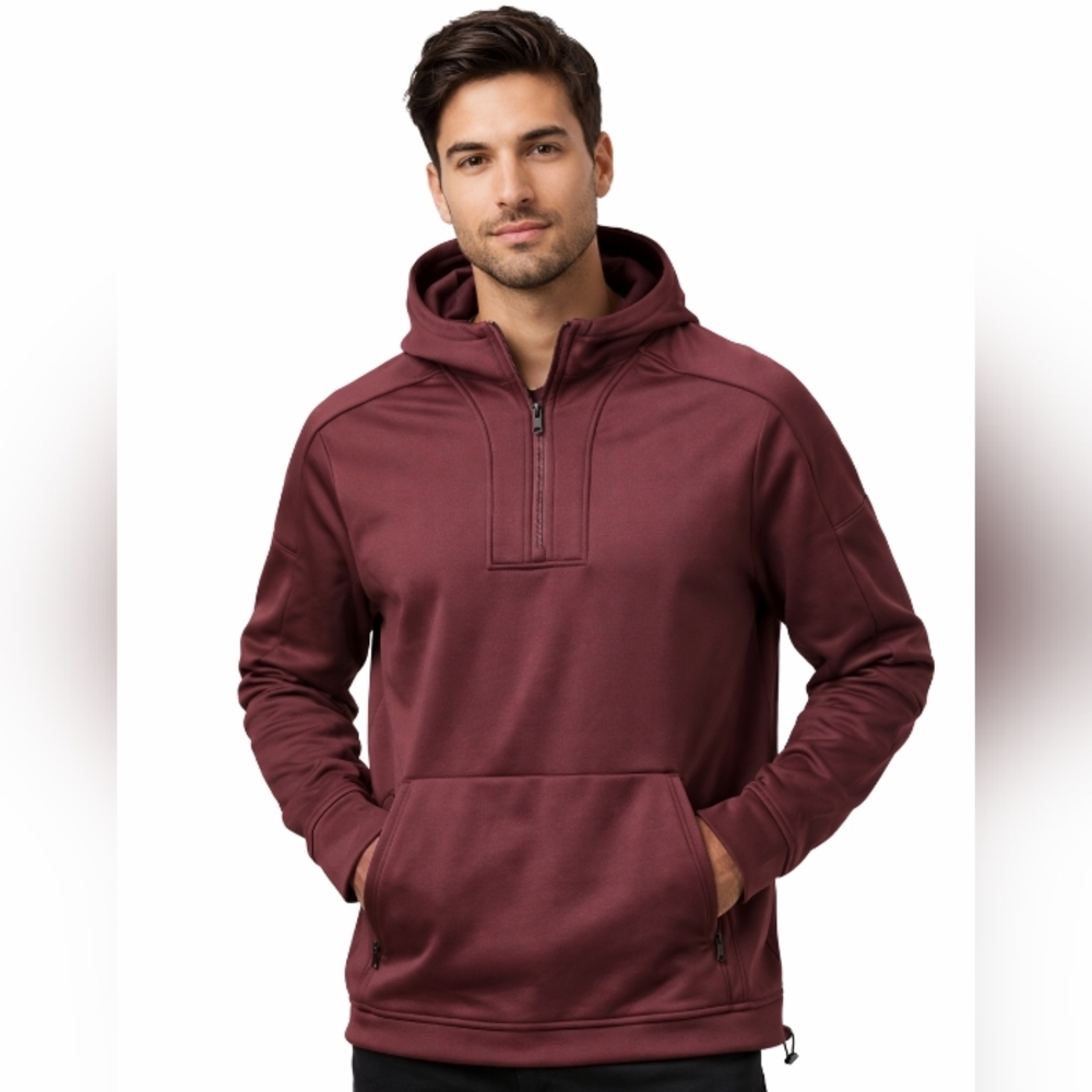 Tek Gear Mens Quarter Zip Pullover Hoodie Sweat Shirt Maroon Medium